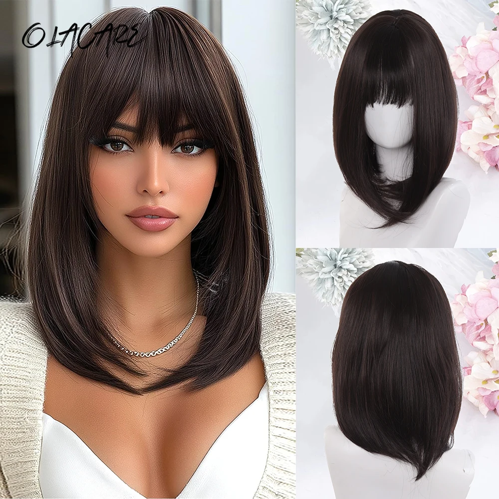 Темно-коричневый синтетический парик BoBo с челкой, прямой, длиной до плеч, для женщин, для косплея и повседневного использования, термостойкий, из фибры LM
Темно-коричневый синтетический парик BoBo с челкой, прямой, длиной до плеч, для женщин, для косплея и повседневного использования, термостойкий, из фибры LM