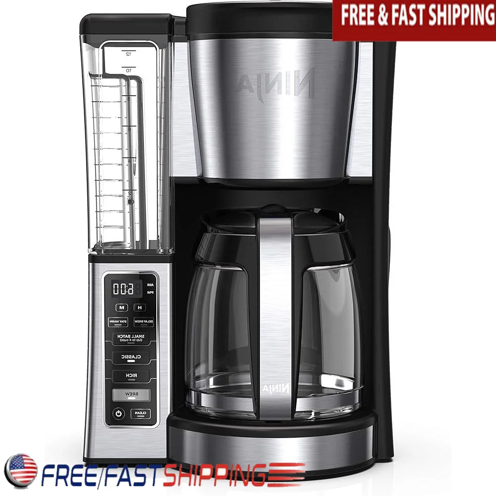 Programmable Coffee Maker 12 Cup Drip Brewer 2 Brew Styles Adjustable Warm Plate Removable Water Reservoir Auto Brew Function
Programmable Coffee Maker 12 Cup Drip Brewer 2 Brew Styles Adjustable Warm Plate Removable Water Reservoir Auto Brew Function