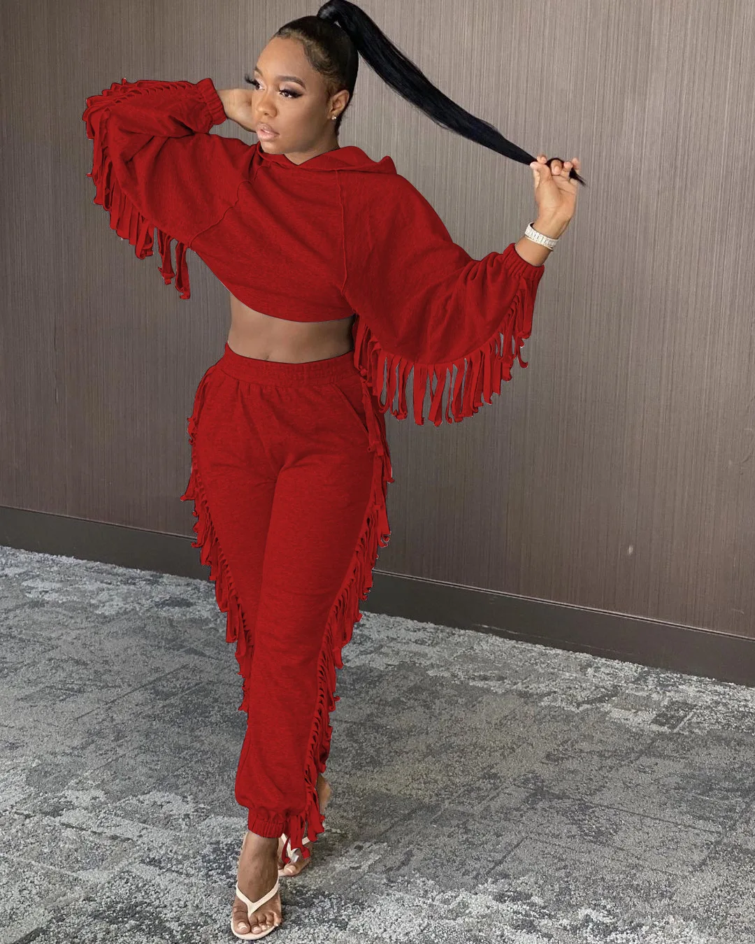 Casual Sporty Two Piece Set for Women Hooded Long sleeves Sweatshirt Tracksuits Autumn Winter Female Tassel High Waist Pant Sets
Casual Sporty Two Piece Set for Women Hooded Long sleeves Sweatshirt Tracksuits Autumn Winter Female Tassel High Waist Pant Sets
