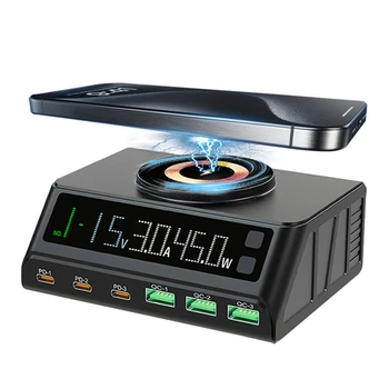 110W 6 Port USB Charger Station Fast Magnetic Wireless Charging QC3.0 PD3.0 Quick Charge For All Phone Laptop iPhone iPad Xiaomi