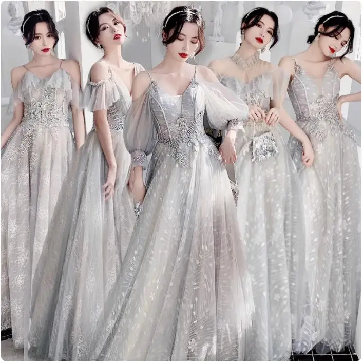 Bridesmaid Dresses Gray Appliques Sequin Wedding Guest Dress Sexy V-Neck Sleeveless Vestidos Floor Length Elegant Gowns R070
Bridesmaid Dresses Gray Appliques Sequin Wedding Guest Dress Sexy V-Neck Sleeveless Vestidos Floor Length Elegant Gowns R070