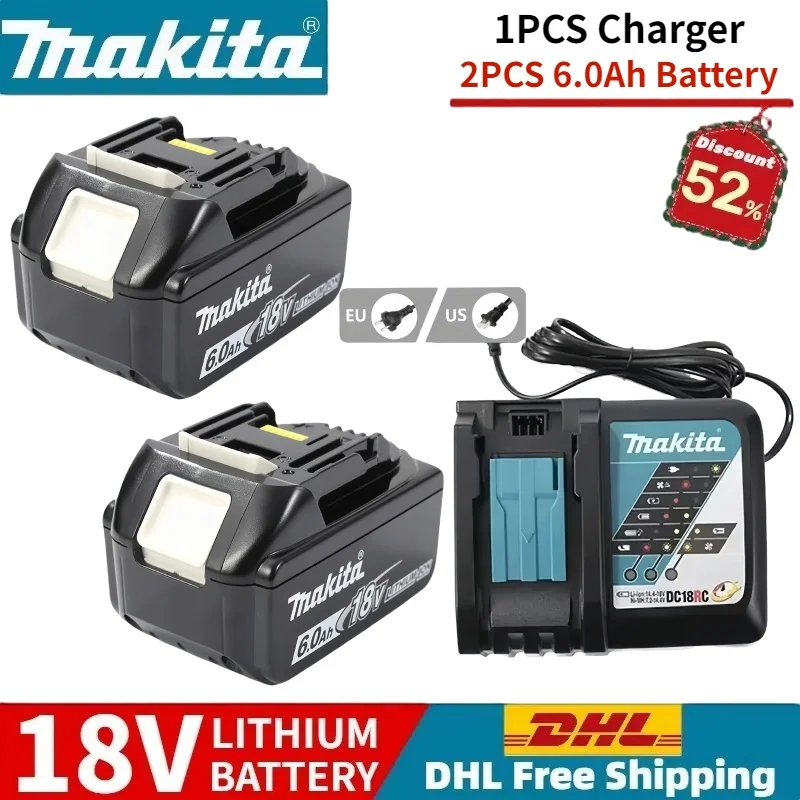100% Original 18V 6.0Ah rechargeable battery for makita replace battery BL150B BL1860B BL1850 BL1860 with charger 18V 18650
100% Original 18V 6.0Ah rechargeable battery for makita replace battery BL150B BL1860B BL1850 BL1860 with charger 18V 18650