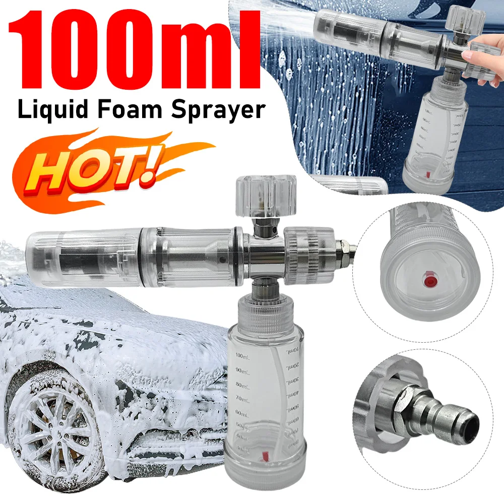 100ml Liquid Foam Sprayer with 1/4 Inch Quick Connector 4500PSI Soap Foam Spray Bottle Pressure Washer Gun Car Wash Accessories
100ml Liquid Foam Sprayer with 1/4 Inch Quick Connector 4500PSI Soap Foam Spray Bottle Pressure Washer Gun Car Wash Accessories