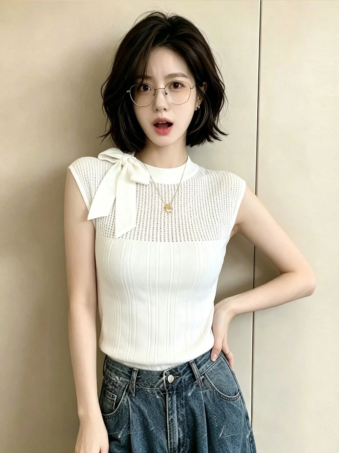 White Knot Knitted Short Sleeve Base Shirt Women's Fashionable Unique Summer New Style Soft Polyester Fiber Top
White Knot Knitted Short Sleeve Base Shirt Women's Fashionable Unique Summer New Style Soft Polyester Fiber Top
