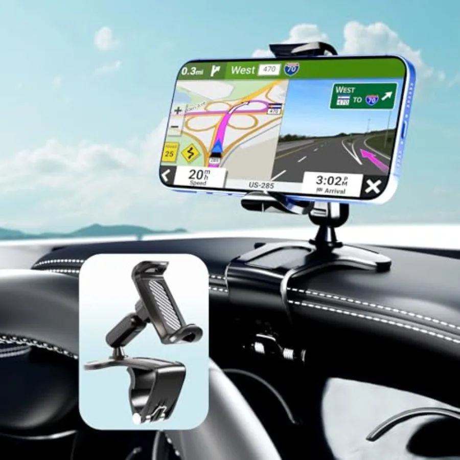 Phone Mount for Car Dashboard, 360 Degree Rotation Universal Cell Phone Holder for Car Clip Mount Stand Suitable for 4 to 7" Sm
Phone Mount for Car Dashboard, 360 Degree Rotation Universal Cell Phone Holder for Car Clip Mount Stand Suitable for 4 to 7" Sm