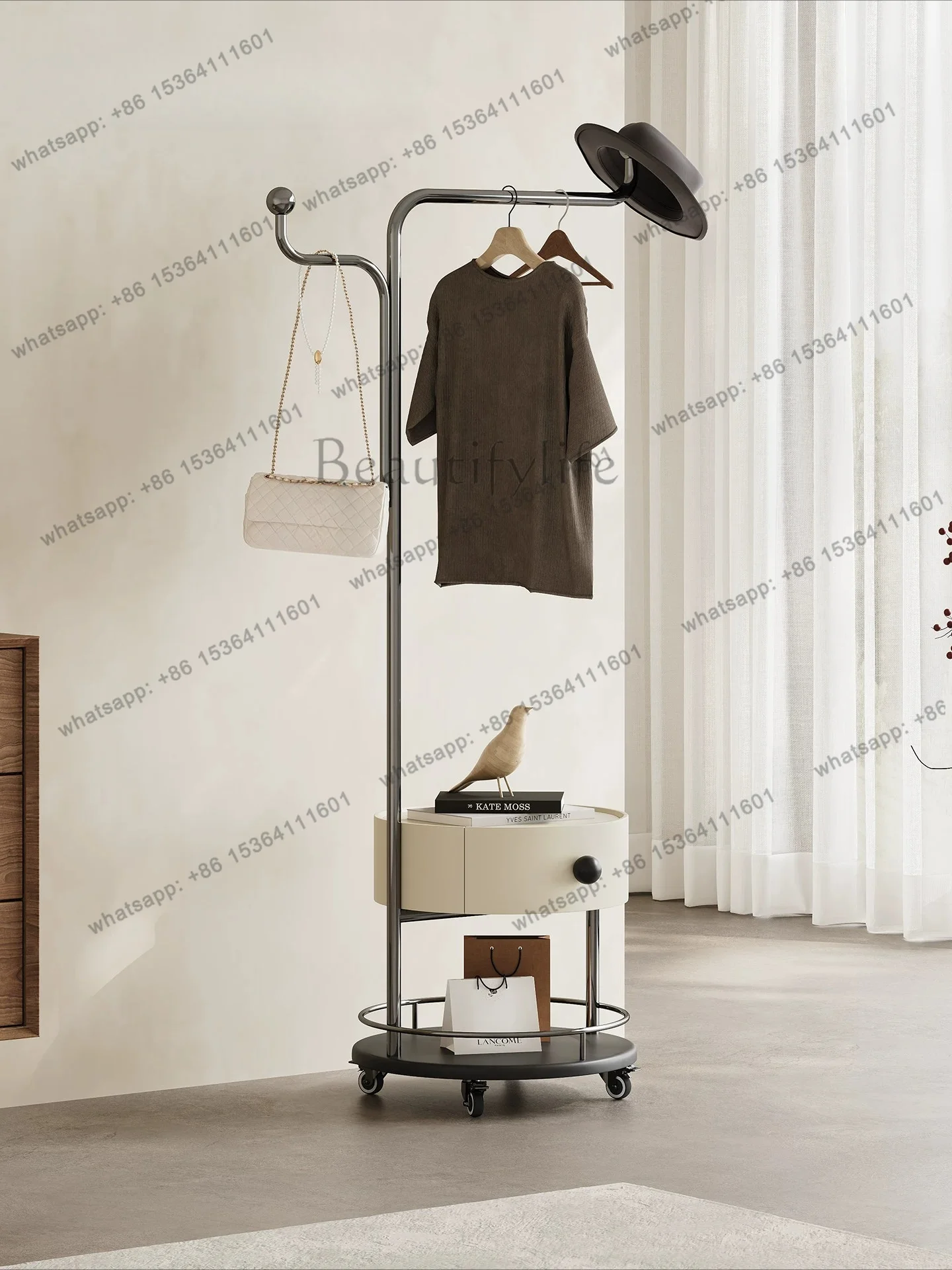 YJ Italian minimalist removable coat rack integrated bedside table stainless steel hanger
YJ Italian minimalist removable coat rack integrated bedside table stainless steel hanger
