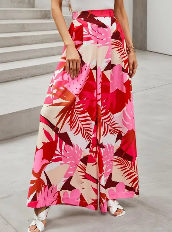 Women's Pants 2026 Spring Loose Fashionable and Elegant Plant Printed High Waisted and Wide Leg Pants Suitable for Daily Parties
Women's Pants 2026 Spring Loose Fashionable and Elegant Plant Printed High Waisted and Wide Leg Pants Suitable for Daily Parties