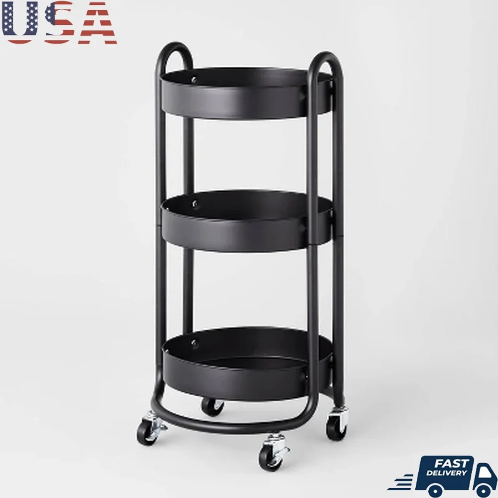 3 Tier Round Metal Utility Cart Rolling Storage with Locking Wheels Powder-Coated Steel Easy Assembly Kitchen Office Bathroom
3 Tier Round Metal Utility Cart Rolling Storage with Locking Wheels Powder-Coated Steel Easy Assembly Kitchen Office Bathroom