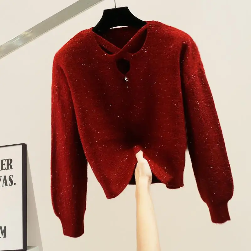 Laid-ba Sle Cross Ne Hollow out Faion Heavy-Light Tead Sexy Aosphere Sweater Design Loose Anti-Aging Top
Laid-ba Sle Cross Ne Hollow out Faion Heavy-Light Tead Sexy Aosphere Sweater Design Loose Anti-Aging Top