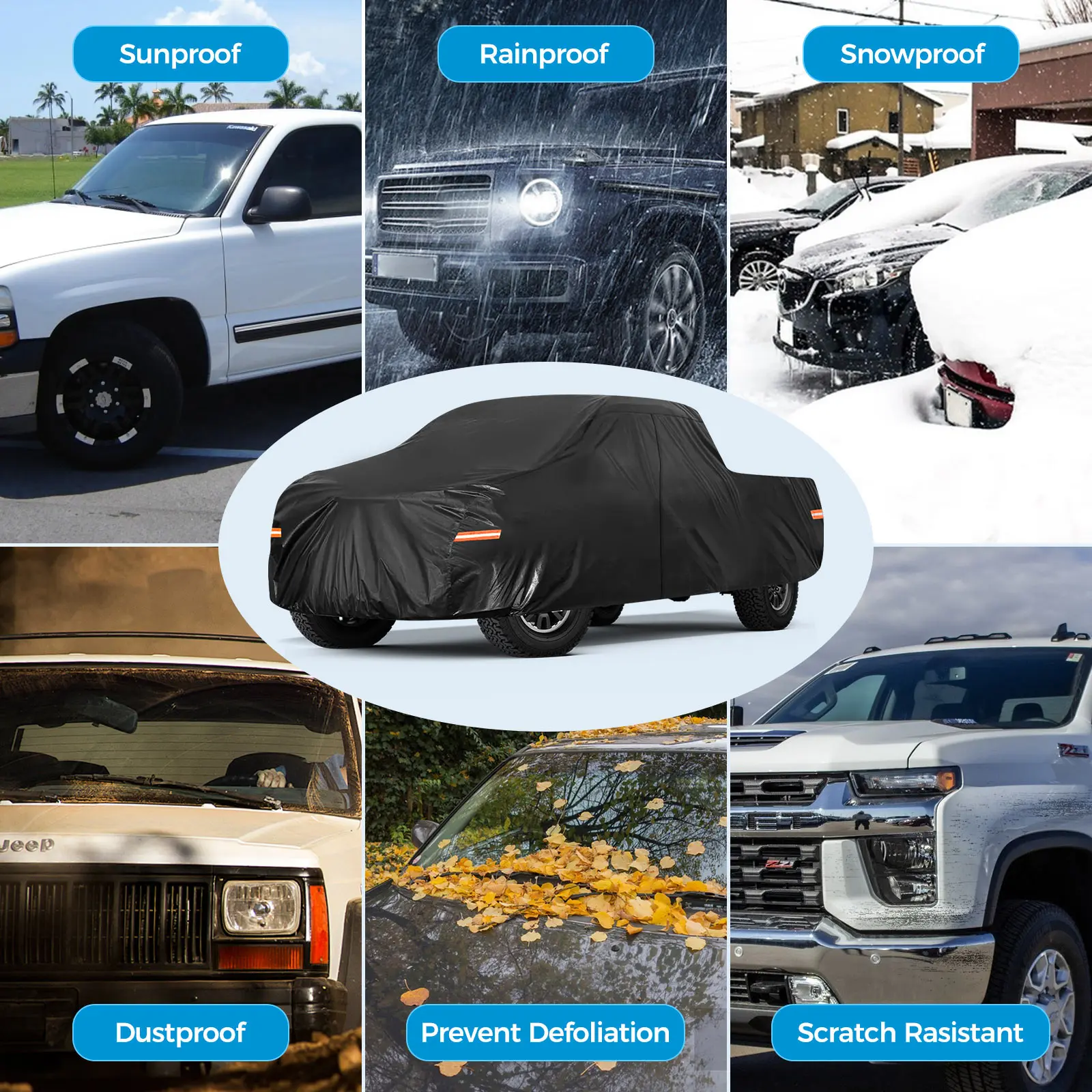 Truck Cover 10-Layers Outdoor Full Exterior Waterproof Rain Sun UV Snowproof Protection with Zipper Cotton Universal Fit Most
Truck Cover 10-Layers Outdoor Full Exterior Waterproof Rain Sun UV Snowproof Protection with Zipper Cotton Universal Fit Most