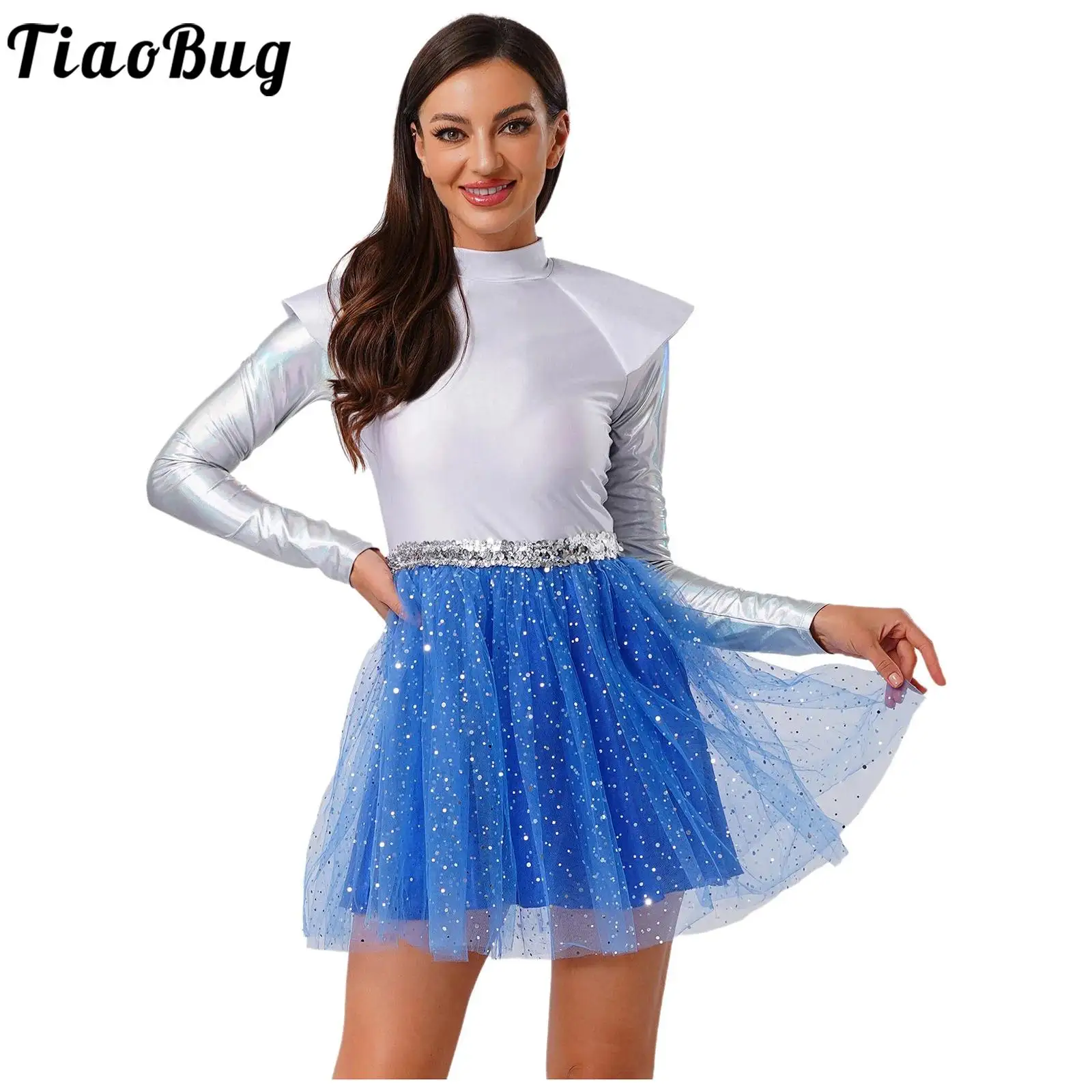 Women Alien Cosplay Dress Space Astronaut Costume Dance Tutu Metallic Tulle Dress Halloween Carnival Spaced Themed Party Gown
Women Alien Cosplay Dress Space Astronaut Costume Dance Tutu Metallic Tulle Dress Halloween Carnival Spaced Themed Party Gown