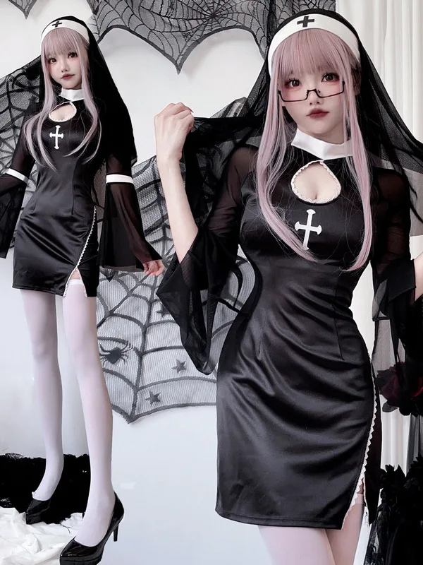 Adult Halloween Cosplay Nun Costume with Cross Dark Gothic Style Role-playing Women's Traditional Clothing Stage Costume
Adult Halloween Cosplay Nun Costume with Cross Dark Gothic Style Role-playing Women's Traditional Clothing Stage Costume