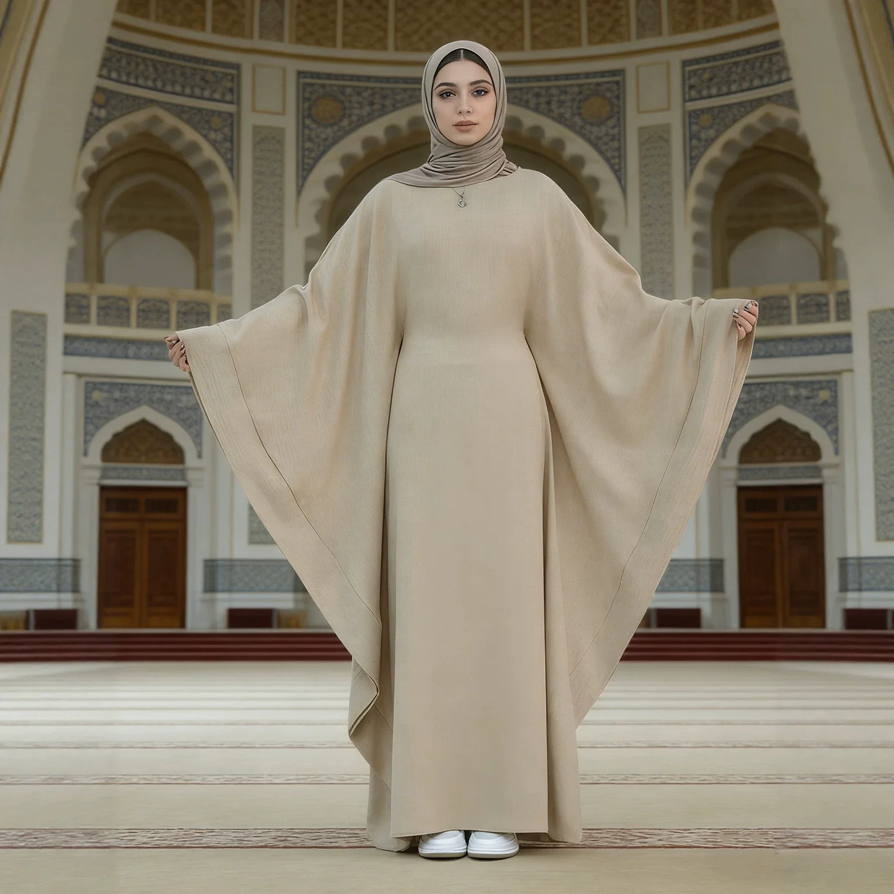 New Long Dress With Tie Straps, Bat Sleeves, Round Neck, Fashionable And Elegant Gown Abaya Ramadan Dubai Luxury Islam Elegant
New Long Dress With Tie Straps, Bat Sleeves, Round Neck, Fashionable And Elegant Gown Abaya Ramadan Dubai Luxury Islam Elegant