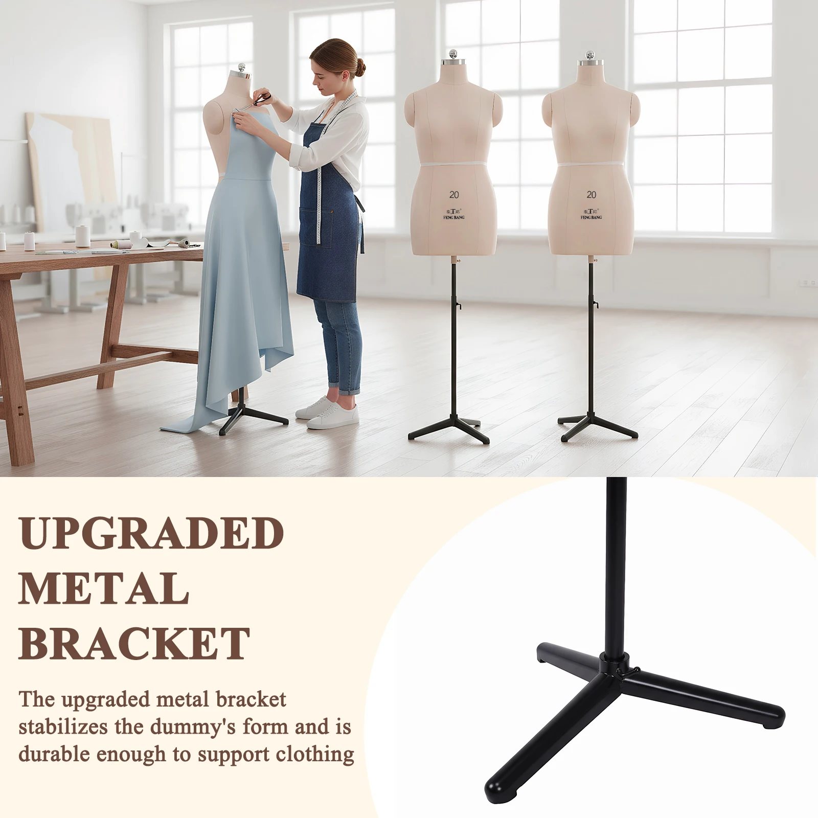 Female Half Body Dress Form Mannequin Height Adjustable Mannequin Display Stand with Metal Stand for Market Shop Window Display
Female Half Body Dress Form Mannequin Height Adjustable Mannequin Display Stand with Metal Stand for Market Shop Window Display