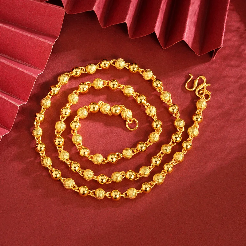 Luxury 24K 9999 Pure Gold real gold Men's and Women's Full Solid Beads Necklace
Luxury 24K 9999 Pure Gold real gold Men's and Women's Full Solid Beads Necklace