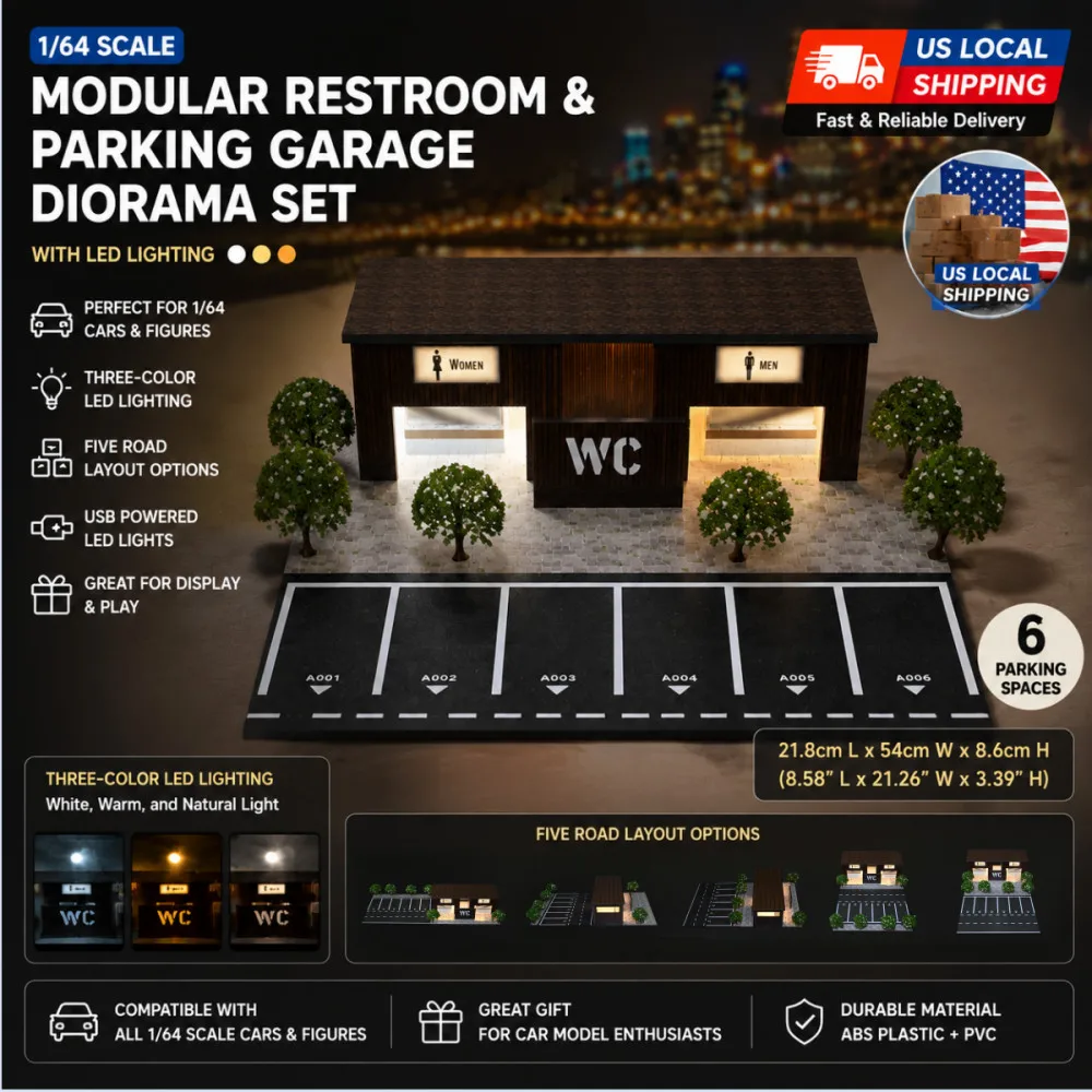 Diorama 1/64 Garage Scene Model 3 Colors LED Lighting City Toilet Building Scene Car Model Display Parking Lot US
Diorama 1/64 Garage Scene Model 3 Colors LED Lighting City Toilet Building Scene Car Model Display Parking Lot US
