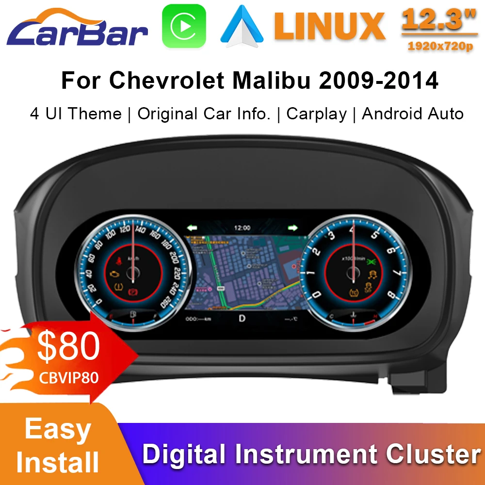 Carbar 12.3" LCD Dashboard Screen For Chevrolet Malibu 2009-2014 8th Generation Car Digital Instrument Cluster
Carbar 12.3" LCD Dashboard Screen For Chevrolet Malibu 2009-2014 8th Generation Car Digital Instrument Cluster