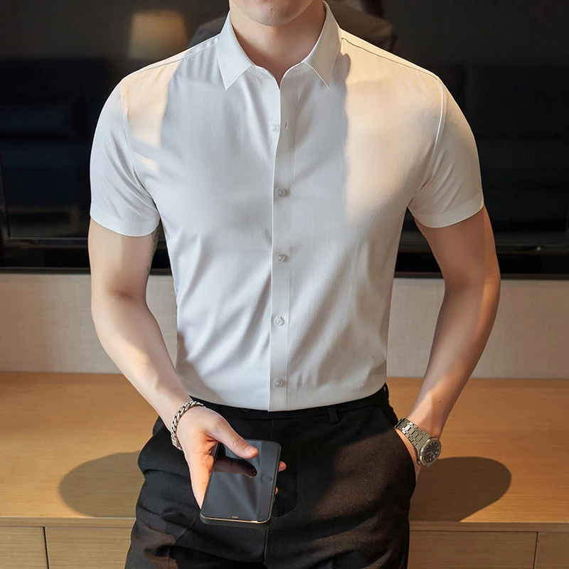 5Colors Summer Traceless Short Sleeve Shirts For Men Clothing 2023 Business Formal Wear Slim Fit Casual Tuxedo Office Blouses
5Colors Summer Traceless Short Sleeve Shirts For Men Clothing 2023 Business Formal Wear Slim Fit Casual Tuxedo Office Blouses