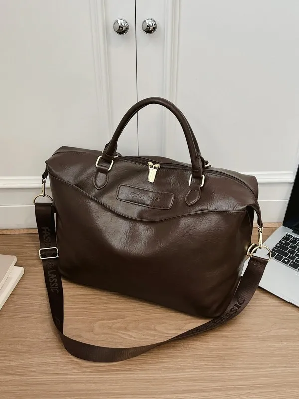 Classic Vintage Leather Duffle Travel Bag, Trendy Versatile Weekender Overnight Bag with Top Handles & Adjustable Strap
Classic Vintage Leather Duffle Travel Bag, Trendy Versatile Weekender Overnight Bag with Top Handles & Adjustable Strap