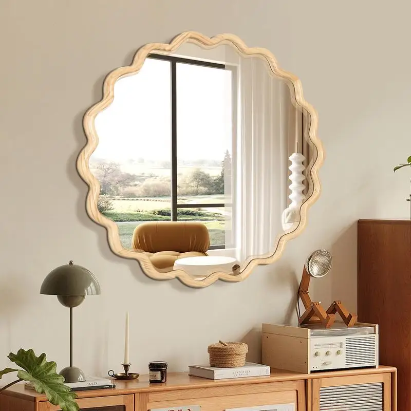 Natural Wood Wavy Mirror - 42" x 42" Modern Wall Decor for Bath, Bed, Living, Dining, Entryway, Cloakroom - Stylish Vanity
Natural Wood Wavy Mirror - 42" x 42" Modern Wall Decor for Bath, Bed, Living, Dining, Entryway, Cloakroom - Stylish Vanity