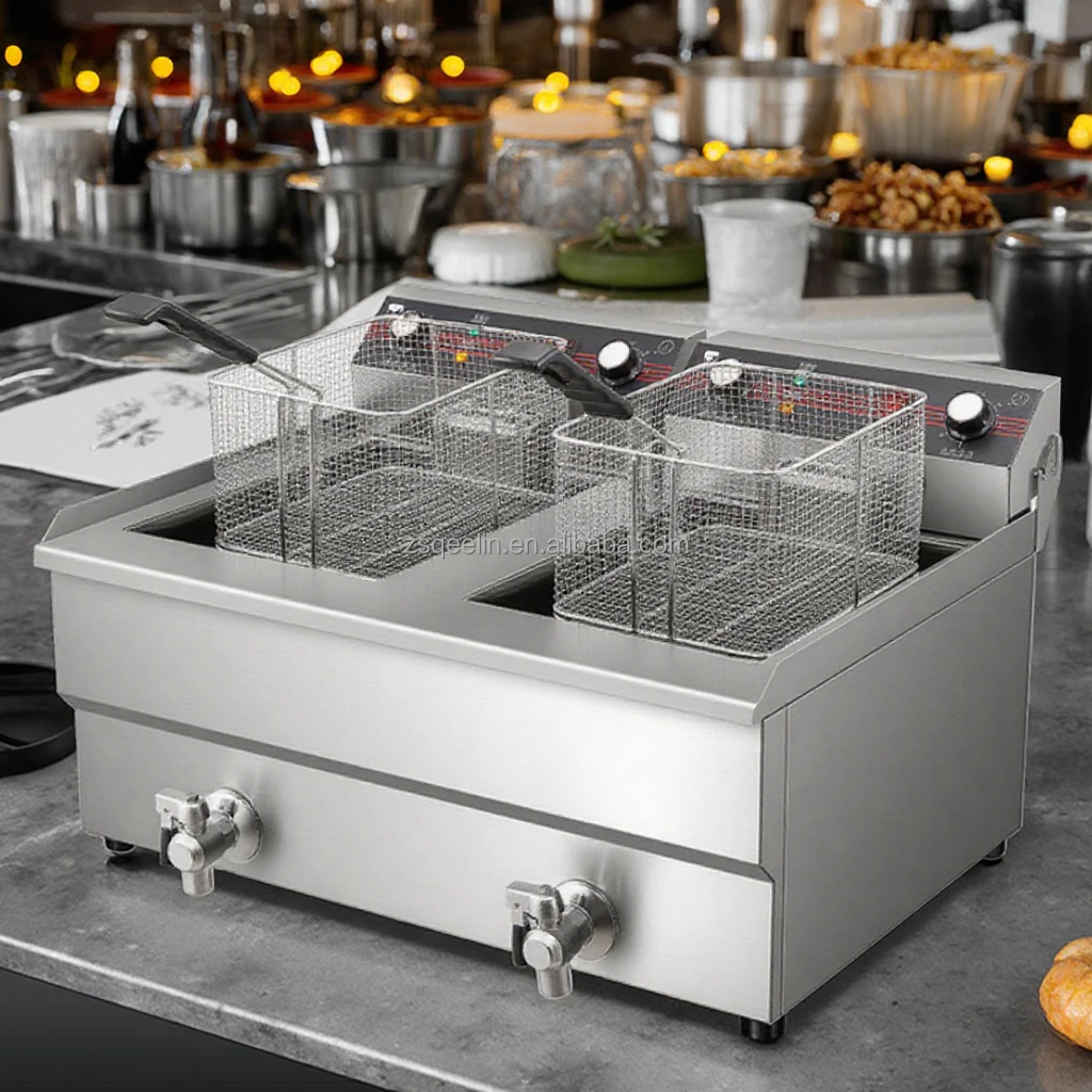 Desktop Fryer for Commercial Kitchen Industrial Electric Oil Tank New Double-Tank Chicken Deep Frying Equipment 220v for
Desktop Fryer for Commercial Kitchen Industrial Electric Oil Tank New Double-Tank Chicken Deep Frying Equipment 220v for