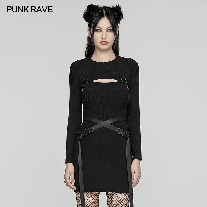 PUNK RAVE Women's Punk Knitted Dress Set Detachable Adjustable Buckle Webbing Enhance Body Shape Club Dresses Multiple Wearing
PUNK RAVE Women's Punk Knitted Dress Set Detachable Adjustable Buckle Webbing Enhance Body Shape Club Dresses Multiple Wearing