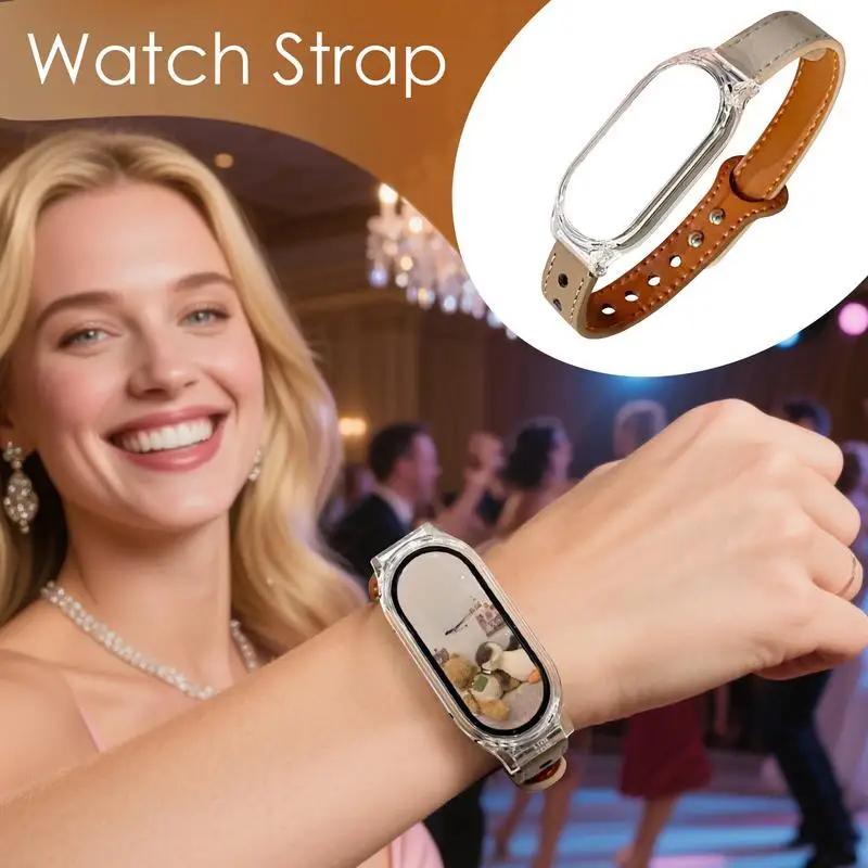 Ремешок для часов, кожаный ремешок для браслета, прозрачный защитный чехол, браслет с двойной пряжкой для ежедневного использования, домашний нарядный детский уличный ремешок
Ремешок для часов, кожаный ремешок для браслета, прозрачный защитный чехол, браслет с двойной пряжкой для ежедневного использования, домашний нарядный детский уличный ремешок
