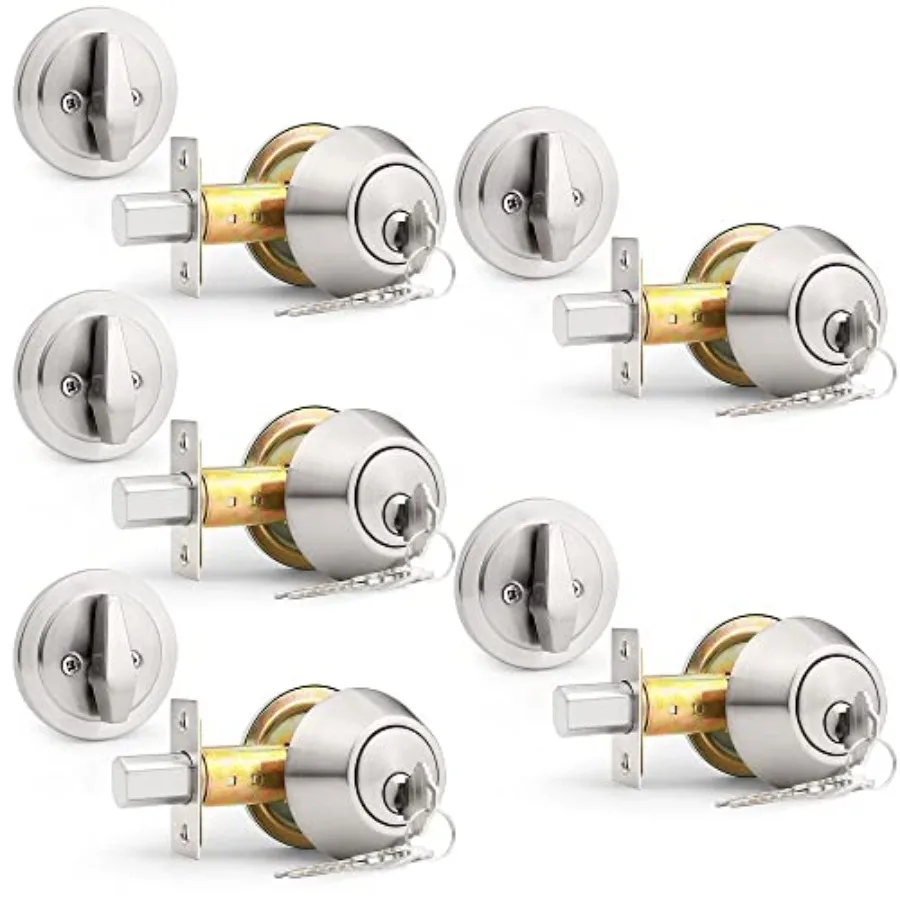 Entrance lock and front gate: brushed nickel deadbolts, 5-pack keyed alike, single cylinder, anti-theft, includes 3 keys, inter
Entrance lock and front gate: brushed nickel deadbolts, 5-pack keyed alike, single cylinder, anti-theft, includes 3 keys, inter
