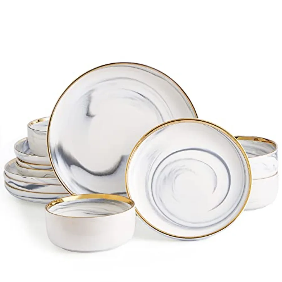 Marble Gold Rim Dinnerware Sets Porcelain Plates and Bowls Sets Modern Luxury Dish Set for 4 White Grey China Dinner Set for Sp
Marble Gold Rim Dinnerware Sets Porcelain Plates and Bowls Sets Modern Luxury Dish Set for 4 White Grey China Dinner Set for Sp