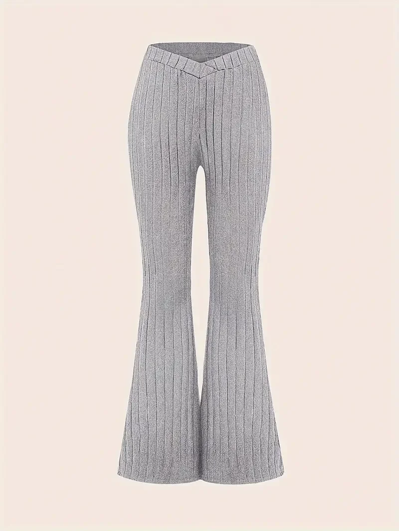 Solid Ribbed Flare Leg Pants, Casual Slim Pants For Spring & Fall, Women's Clothing
Solid Ribbed Flare Leg Pants, Casual Slim Pants For Spring & Fall, Women's Clothing