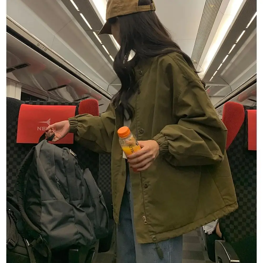 Korean style Vintage half-high collar casual versatile zip loose trench coat jacket
Korean style Vintage half-high collar casual versatile zip loose trench coat jacket