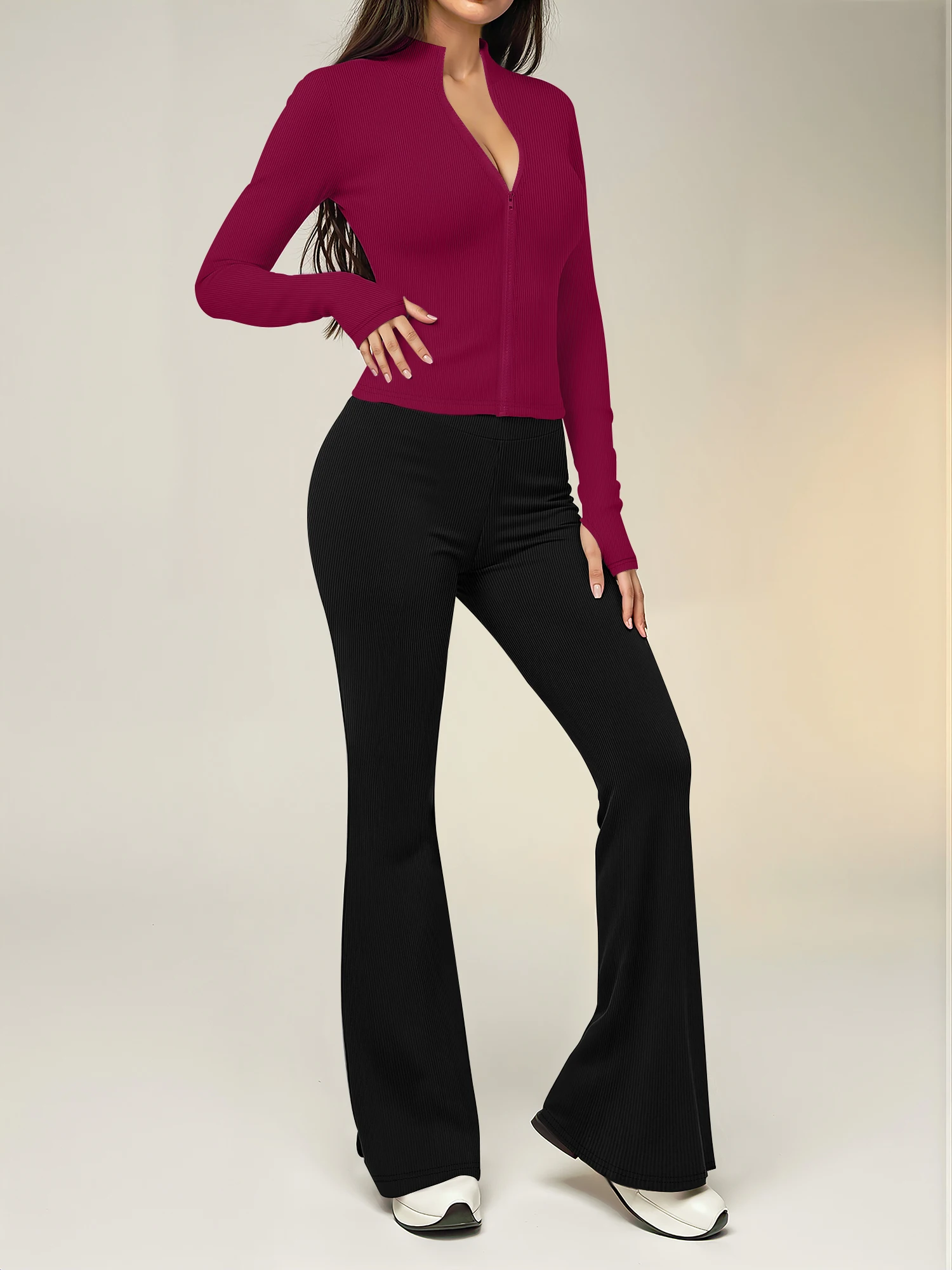 Fashion Ribbed Knit Matching Set for Women, Long Sleeve Crop Top & Wide Leg Pants 2 Piece Outfit, Elegant Lounge Wear
Fashion Ribbed Knit Matching Set for Women, Long Sleeve Crop Top & Wide Leg Pants 2 Piece Outfit, Elegant Lounge Wear
