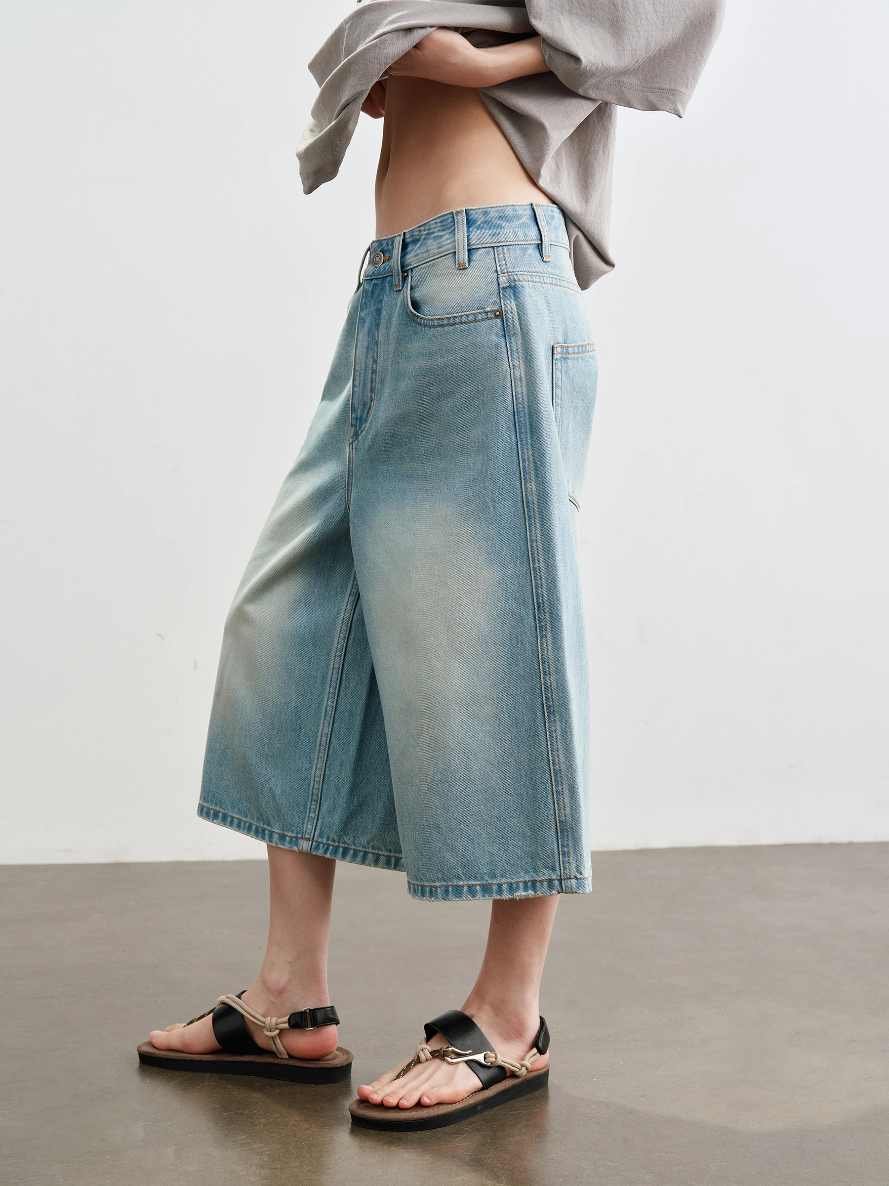 SHKUCO Vintage Washed Cotton 100% Mid-Low Waist Wide Leg Jeans Hip Enhancing False Hip Women's Summer Casual Trousers
SHKUCO Vintage Washed Cotton 100% Mid-Low Waist Wide Leg Jeans Hip Enhancing False Hip Women's Summer Casual Trousers