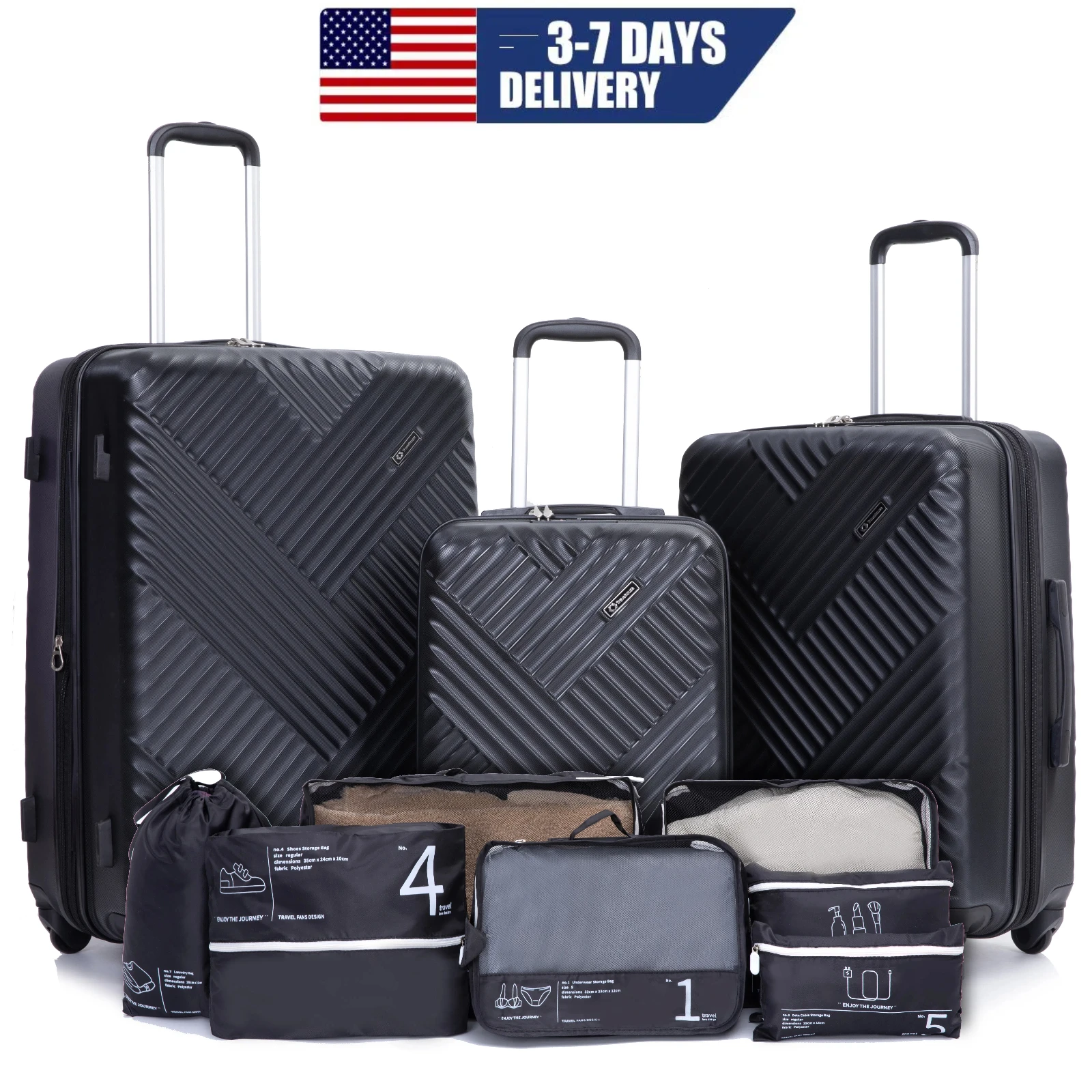 Luggage Sets 3 Piece with Double Spinner Wheel,Suitcase Set PC Hard Case with TSA Lock and Organizer Storage Bags
Luggage Sets 3 Piece with Double Spinner Wheel,Suitcase Set PC Hard Case with TSA Lock and Organizer Storage Bags