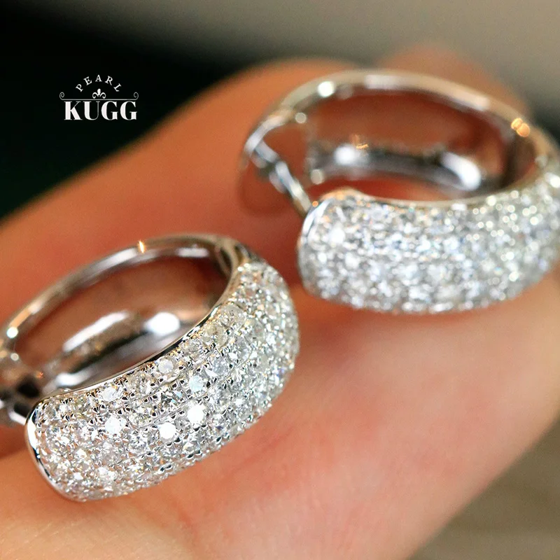 KUGG 100% 18K White Gold Earrings Luxury Shiny Style 0.85carat Real Natural Diamond Hoop Earrings for Women High Party Jewelry
KUGG 100% 18K White Gold Earrings Luxury Shiny Style 0.85carat Real Natural Diamond Hoop Earrings for Women High Party Jewelry