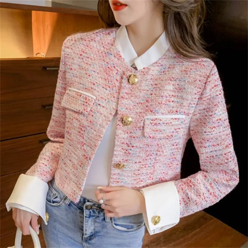 Pink Woven Jacket Women's 2023 Spring autumn New Design Short coat ol Top Fashion
Pink Woven Jacket Women's 2023 Spring autumn New Design Short coat ol Top Fashion