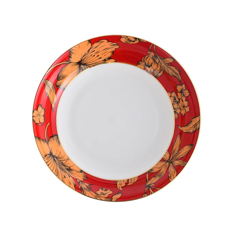 American Pastoral Style Luxury Dinnerware Set Plates Gold Line Ceramic Dinnerware Fine Bone China 8 Inch Round Soup Plate
American Pastoral Style Luxury Dinnerware Set Plates Gold Line Ceramic Dinnerware Fine Bone China 8 Inch Round Soup Plate
