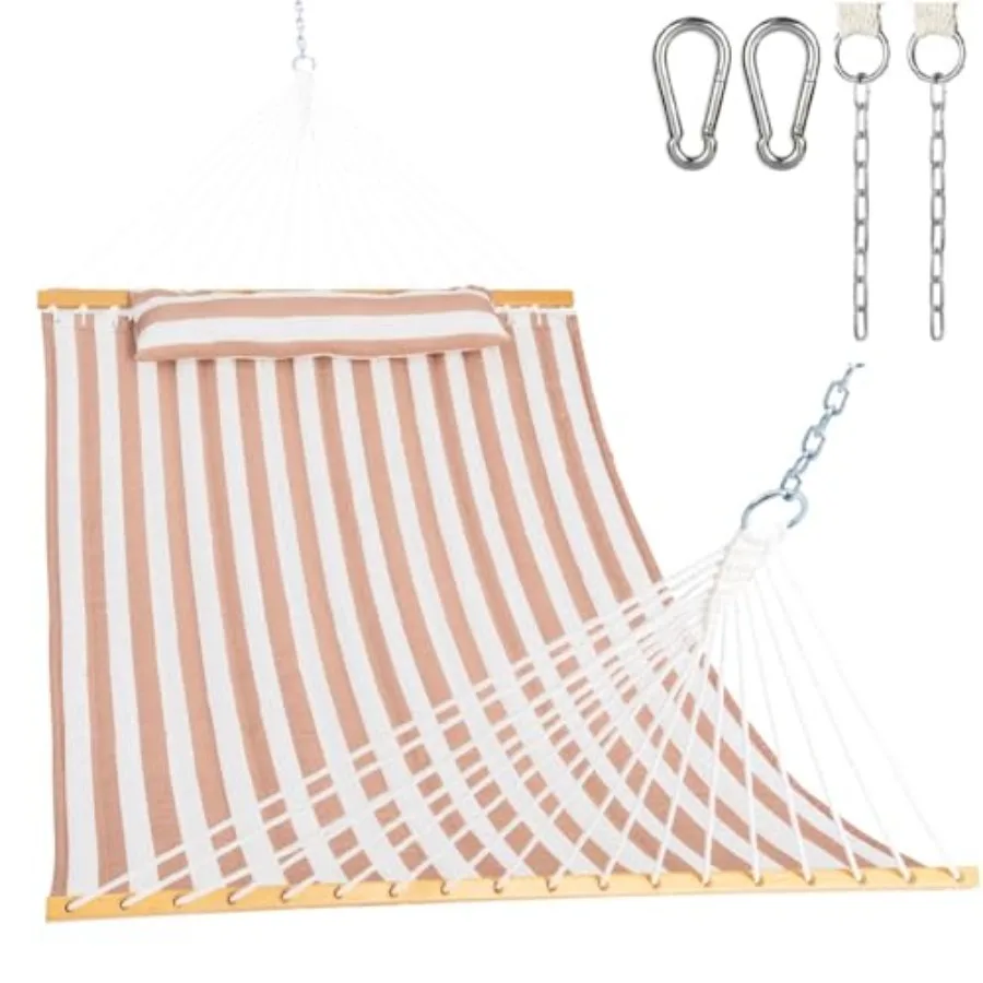 Outdoor hammock for patio poolside backyard beach use, quilted polyester beige white, 12 FT double with spreader bar, 450 lbs c
Outdoor hammock for patio poolside backyard beach use, quilted polyester beige white, 12 FT double with spreader bar, 450 lbs c