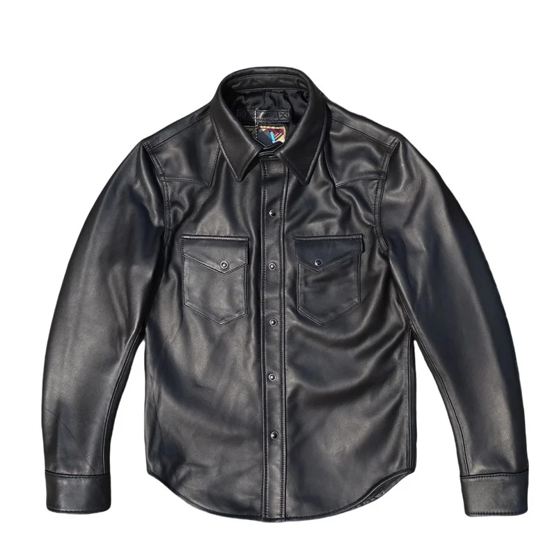 Black Spring Leather Shirt Men England Style Plus Size 5XL Genuine Natural Thin Sheepskin Single Breasted Leather Jacket
Black Spring Leather Shirt Men England Style Plus Size 5XL Genuine Natural Thin Sheepskin Single Breasted Leather Jacket