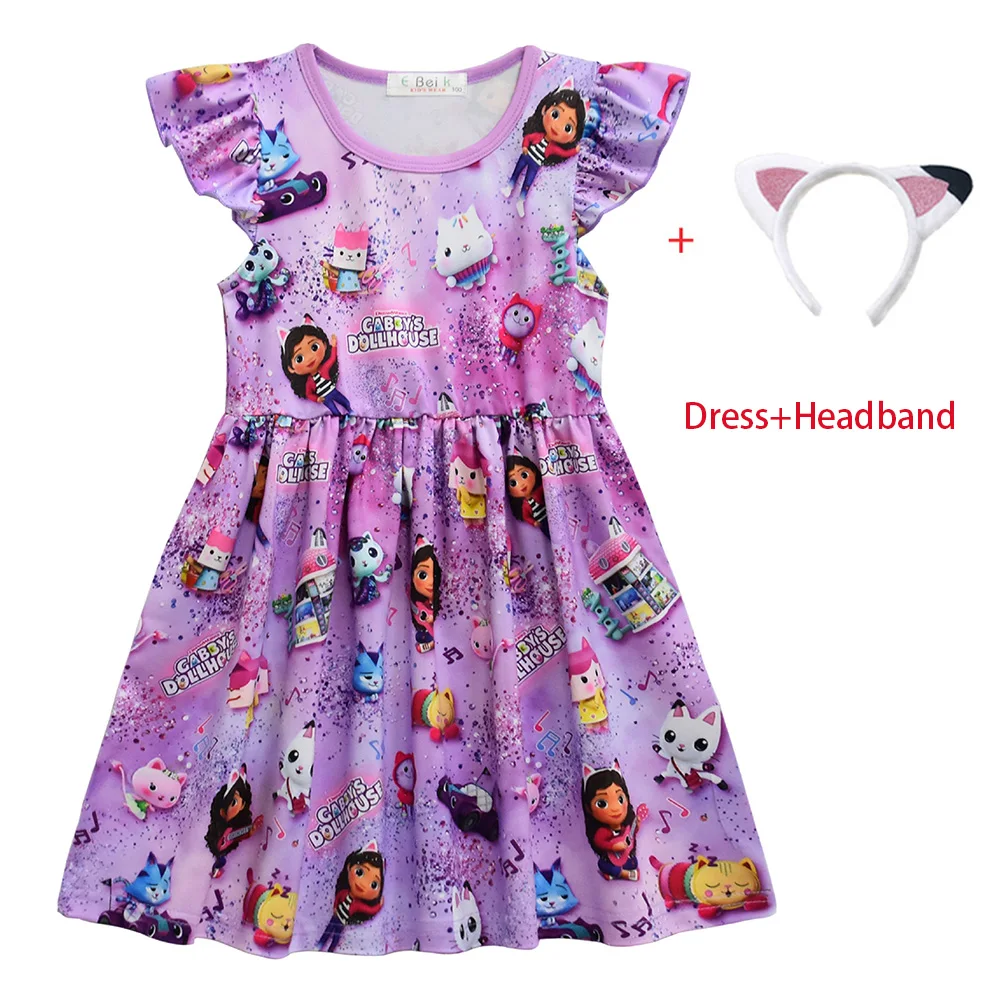 2023 Summer Purple Gabbys Cats Clothes Girls Cartoon Gabby's Dollhouse Princess Dress Printed Children Casual Dress + Headband
2023 Summer Purple Gabbys Cats Clothes Girls Cartoon Gabby's Dollhouse Princess Dress Printed Children Casual Dress + Headband