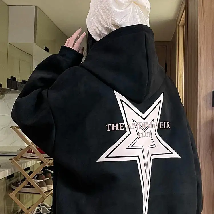 Large Size 300 Pounds Retro Suede Hoodie Men's Loose Outerwear Spring Autumn American Trendy Brand Print Casual Sweatshirt
Large Size 300 Pounds Retro Suede Hoodie Men's Loose Outerwear Spring Autumn American Trendy Brand Print Casual Sweatshirt
