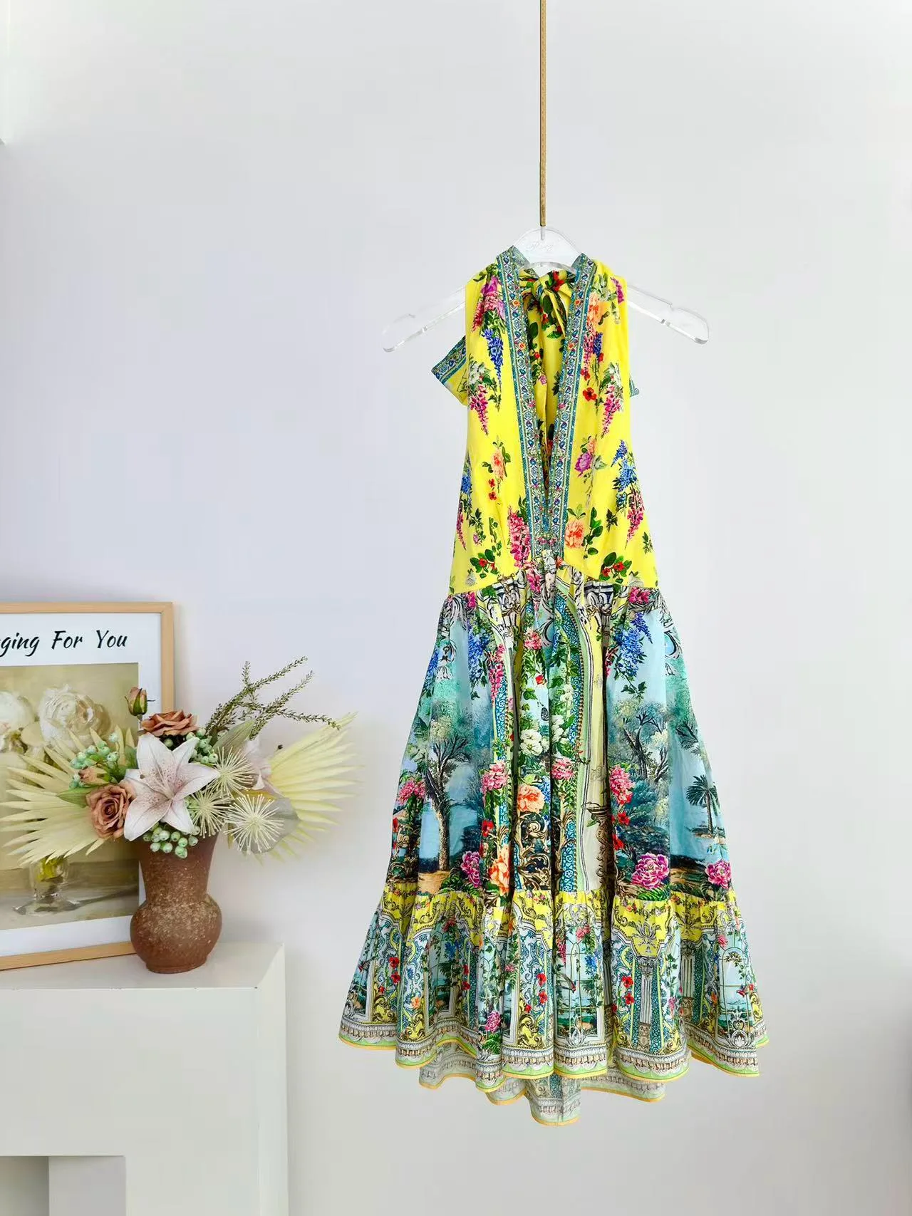 Boho Mini Dress Women Halter Neck Back Tie Floral Landscape Print Tiered Sleeveless Summer Resort Beach Dress Cotton Chic Sweet
Boho Mini Dress Women Halter Neck Back Tie Floral Landscape Print Tiered Sleeveless Summer Resort Beach Dress Cotton Chic Sweet