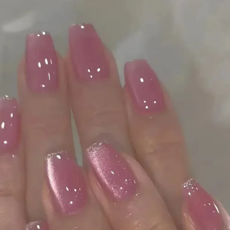 24Pcs Short Glitter Solid Color Fake Nails Press on Ballerina Nail Art Full Cover Cat Eye Wearable Artificial Nail Manicure Tips
24Pcs Short Glitter Solid Color Fake Nails Press on Ballerina Nail Art Full Cover Cat Eye Wearable Artificial Nail Manicure Tips
