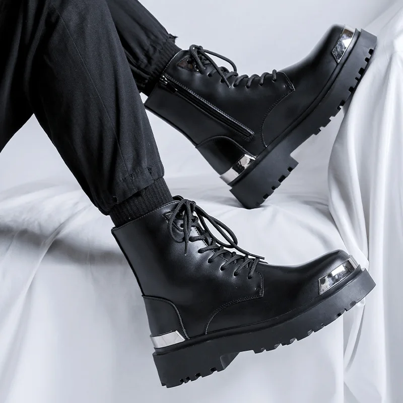 High Quality High Top Leather Boots for Men,British Casual Trend Platform Boots,New Workwear Motorcycle Boots Botas Para Hombre
High Quality High Top Leather Boots for Men,British Casual Trend Platform Boots,New Workwear Motorcycle Boots Botas Para Hombre