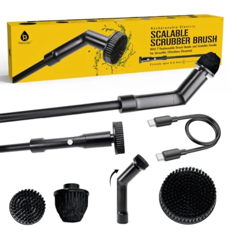 Electric Spin Scrubber for bathroom tile, kitchen, car household cleaning cordless, heavy duty, 7 brush heads, white/black, erg
Electric Spin Scrubber for bathroom tile, kitchen, car household cleaning cordless, heavy duty, 7 brush heads, white/black, erg