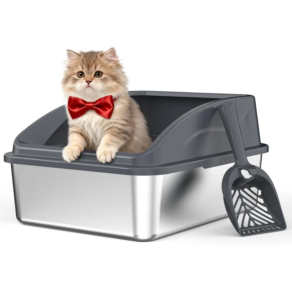 Metal Litter Box with Lid for Small Cats & Injured Pets, Odorless, Non-Stick, Includes Scoop, Gray, Small
Metal Litter Box with Lid for Small Cats & Injured Pets, Odorless, Non-Stick, Includes Scoop, Gray, Small