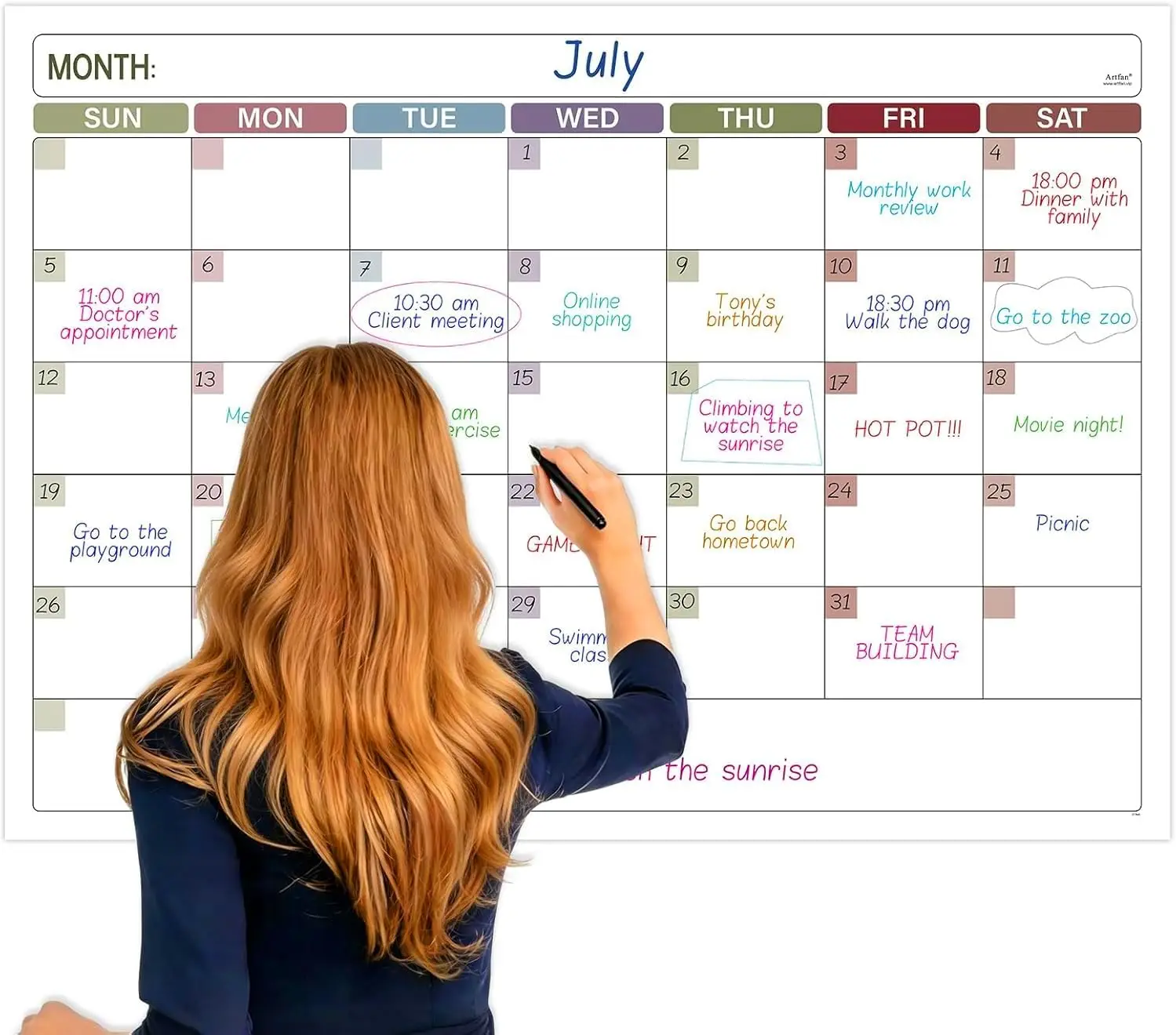 Dry Erase Calendar for Wall - Undated 1 Month, 40" x 28", Reusable Laminated with 8 Stickers
Dry Erase Calendar for Wall - Undated 1 Month, 40" x 28", Reusable Laminated with 8 Stickers