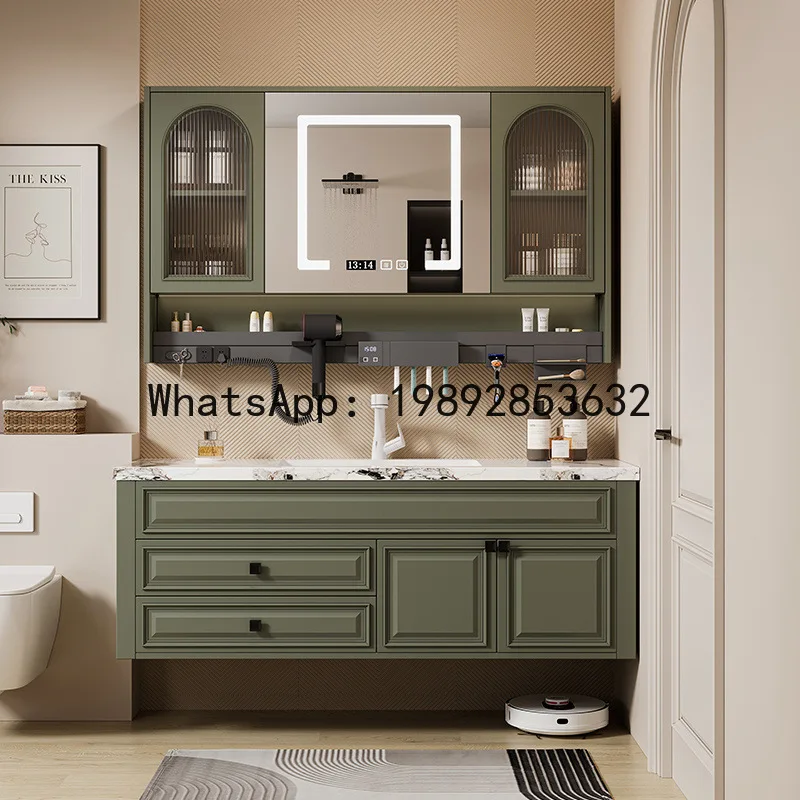 XL Bathroom Cabinet Set with Seamless Integrated Stone Basin, French Style Solid Wood Washbasin Cabinet
XL Bathroom Cabinet Set with Seamless Integrated Stone Basin, French Style Solid Wood Washbasin Cabinet