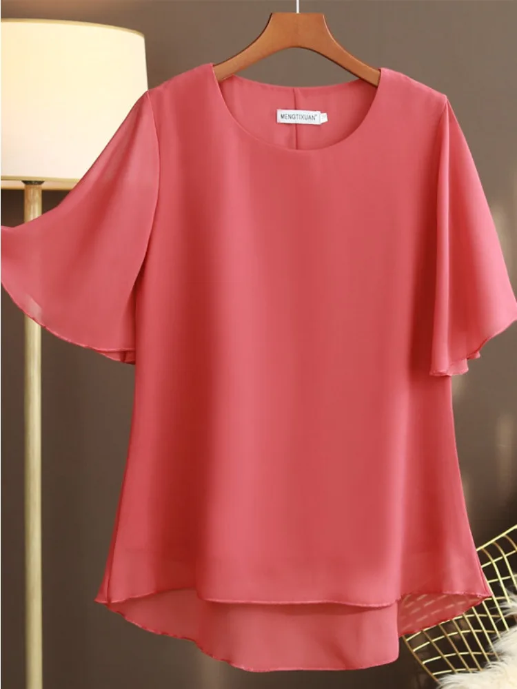 Ladies Plus Size Summer Top Loose Fit Chiffon Short Sleeve T-Shirt Round Neck Tummy Covering Fashion New BANERDANNI L-6XL Size
Ladies Plus Size Summer Top Loose Fit Chiffon Short Sleeve T-Shirt Round Neck Tummy Covering Fashion New BANERDANNI L-6XL Size