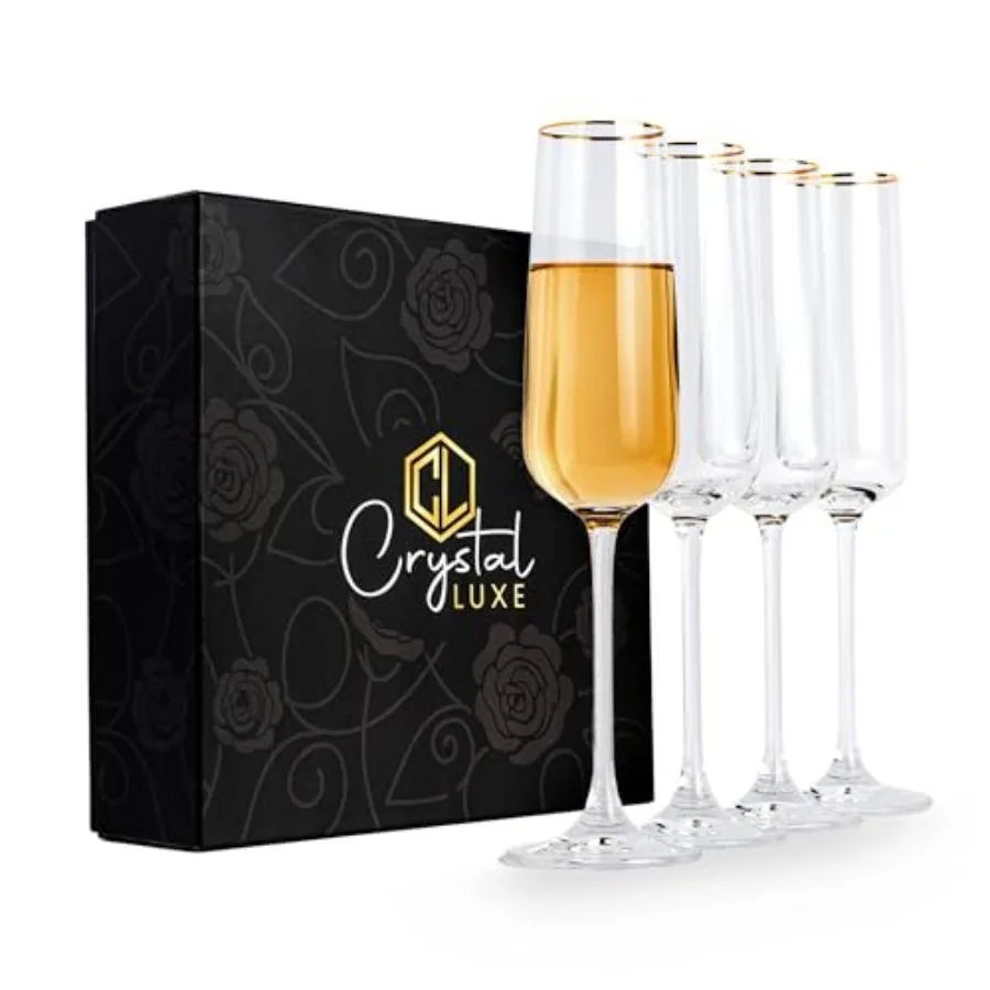 Champagne Flutes 24k Gold Champagne Glasses Set of 4 Hand blown Crystal Champagne Flutes Glass Mimosa glasses Gifts for Wedding
Champagne Flutes 24k Gold Champagne Glasses Set of 4 Hand blown Crystal Champagne Flutes Glass Mimosa glasses Gifts for Wedding